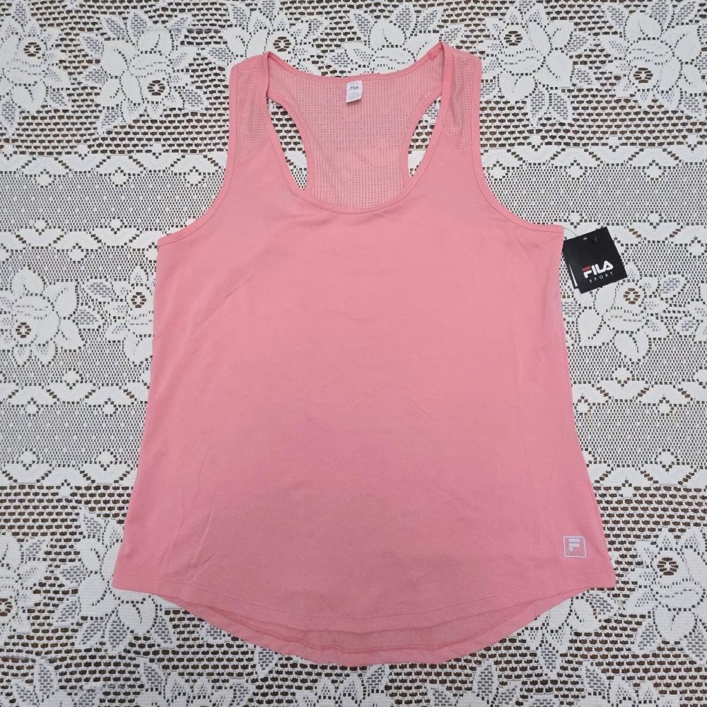 Fila Sport Pink Tank Top L Racerback Tru-Dry Stretch Athletic Women's Athleisure
